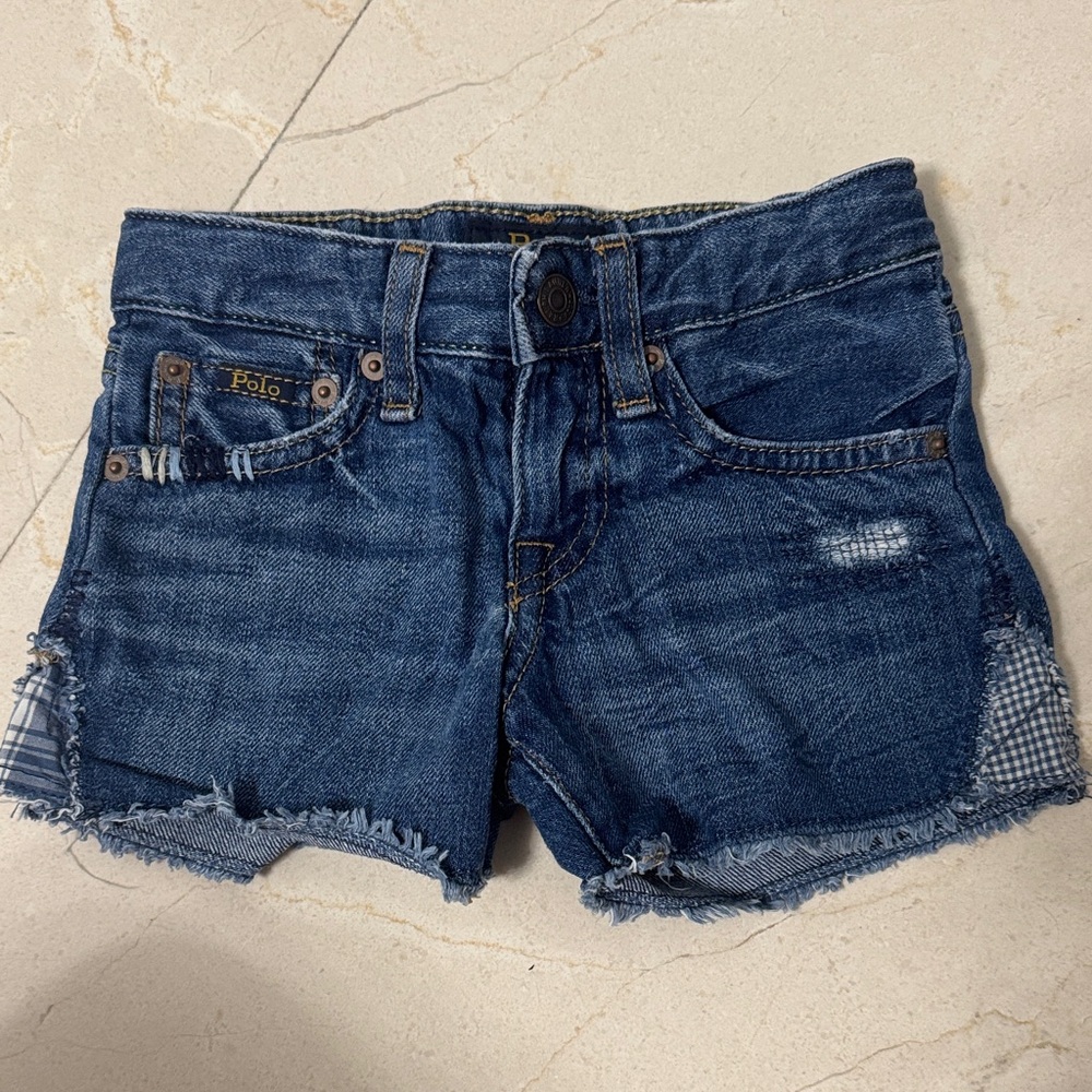 Toddler girls Polo by Ralph Lauren Distressed Blue Jean Shorts
